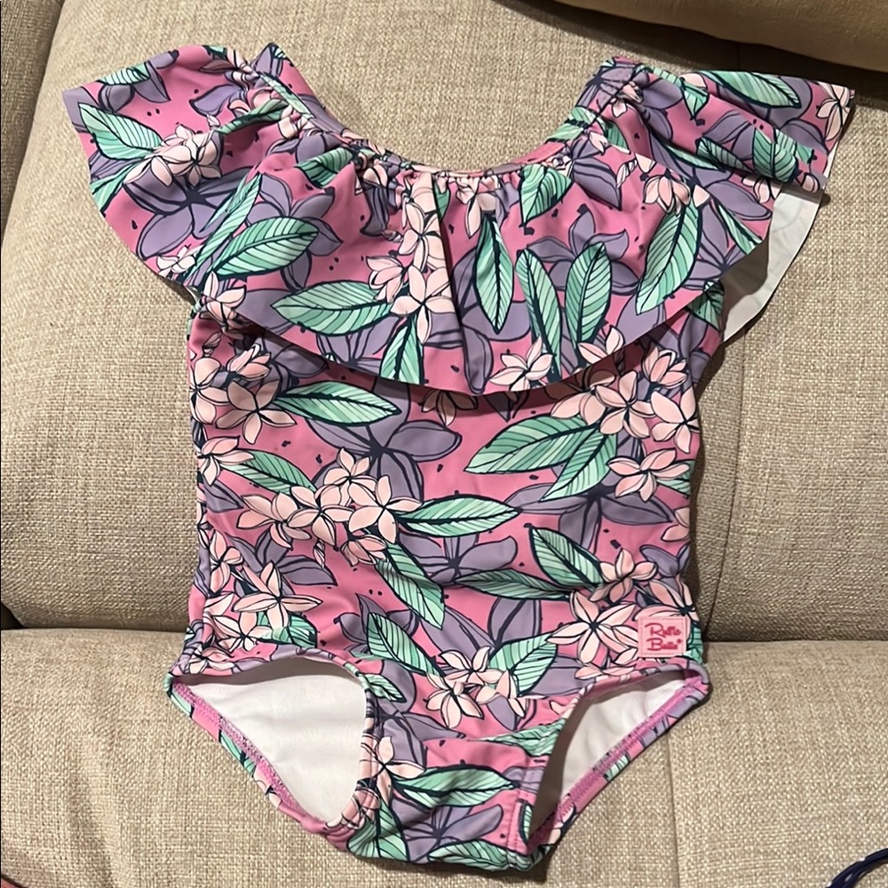Ruffle Butts Pink Floral Ruffle Swimsuit